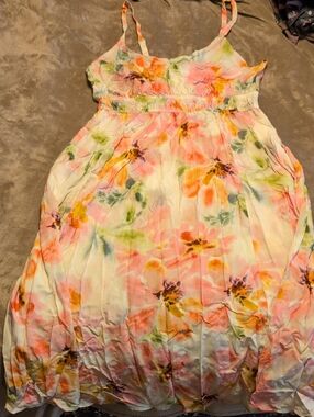 torrid Pastel Pink & Peach Watercolor Floral Dress Size 00